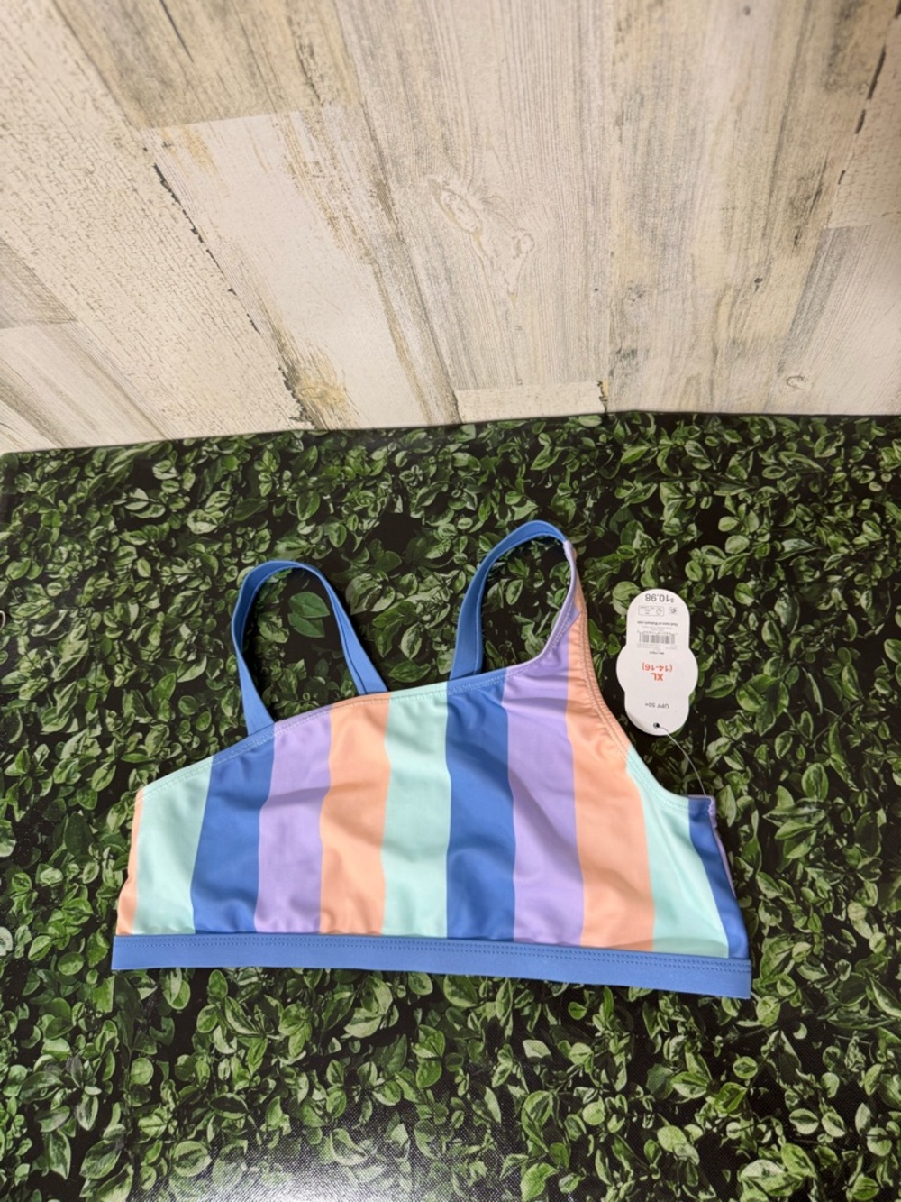 wonder nation Girls Striped Pastel Bikini Top - Blue, Mint, Lavender, Peach - Picture 7 of 7